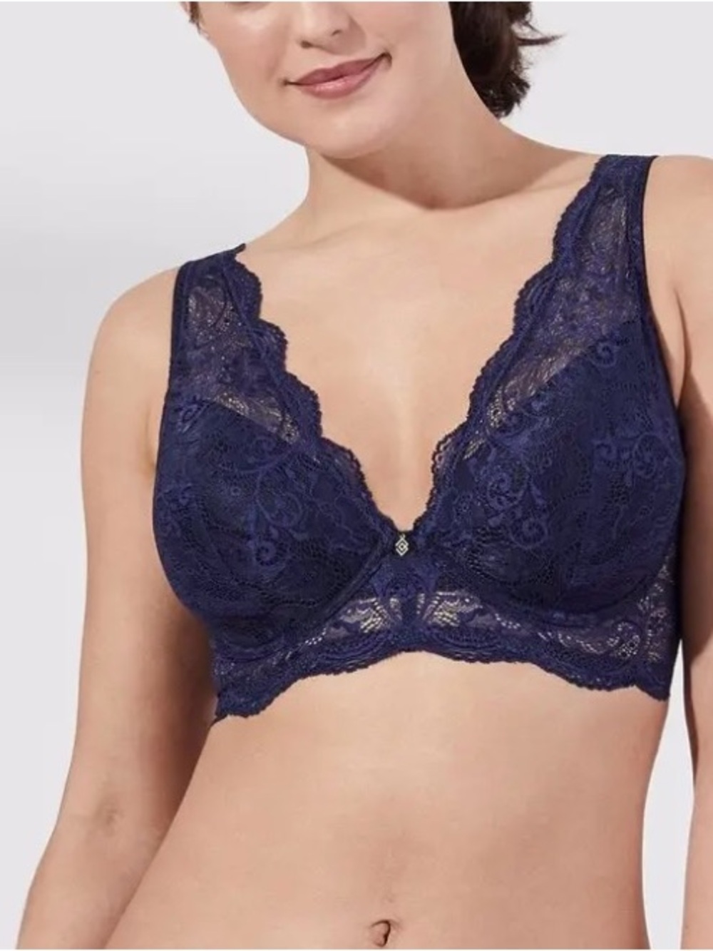 ThirdLove Longline Lace Plunge Underwire Lightly Padded Bra Purple 36E 36DD